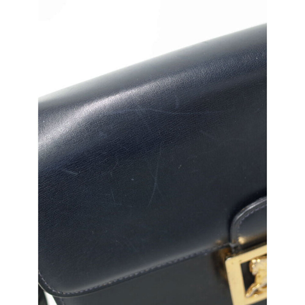 Celine black leather shoulder bag gold tone horse carriage motif - Picture 6 of 9